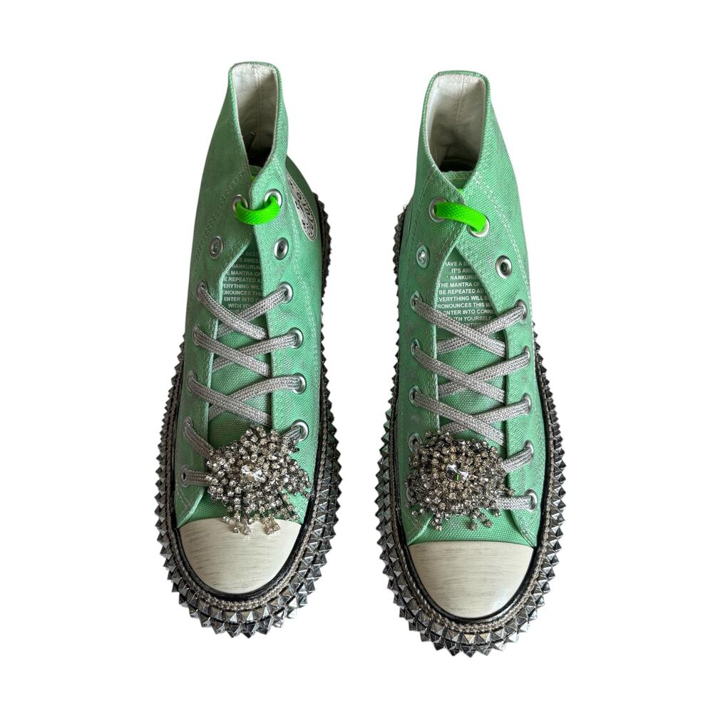 NAN-KU Couture Cruise Spring Mint Hi-Top Studded Embellished Sneakers sz 39 NEW - Picture 2 of 10